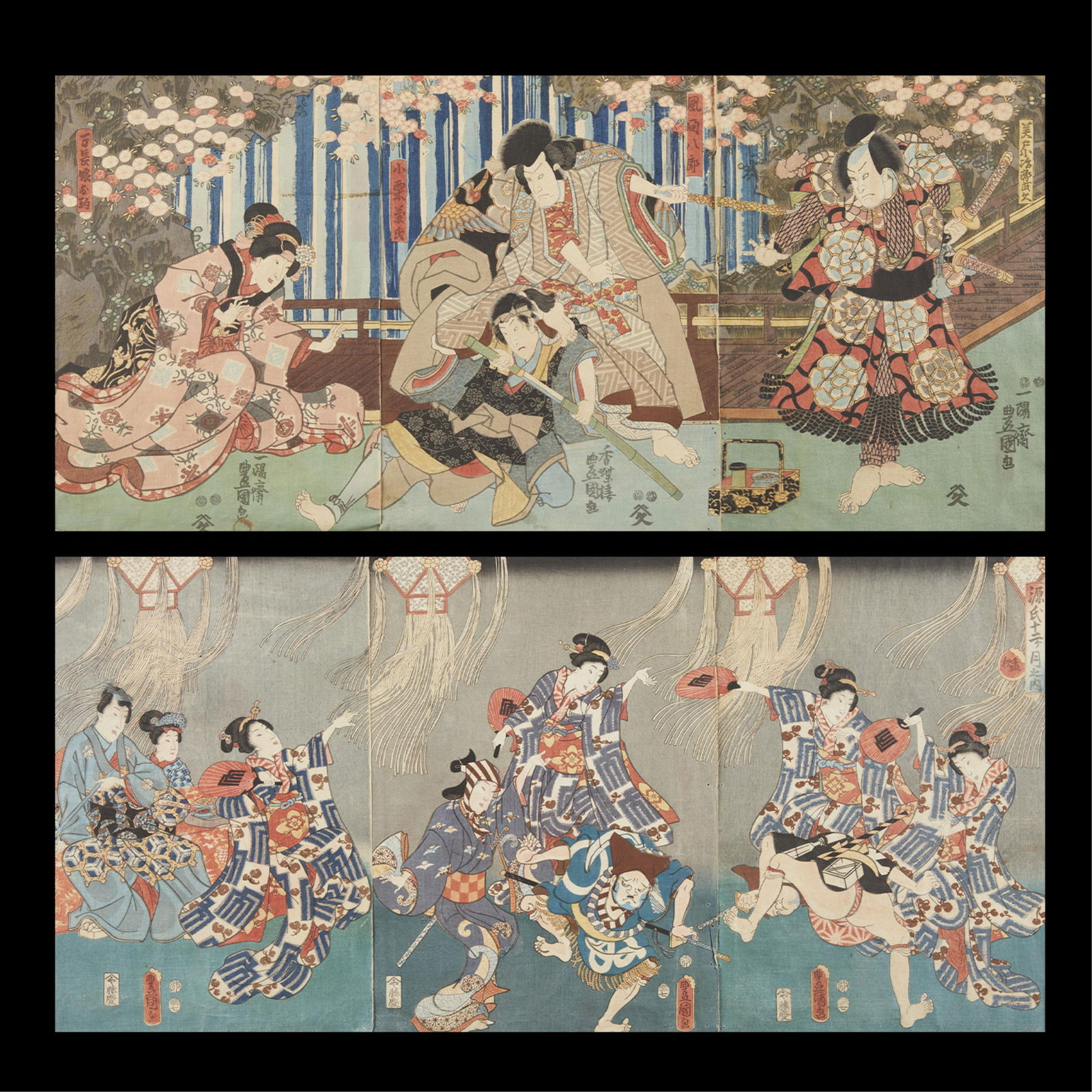 2 Utagawa Kunisada Woodblock Triptychs (1 of 17)