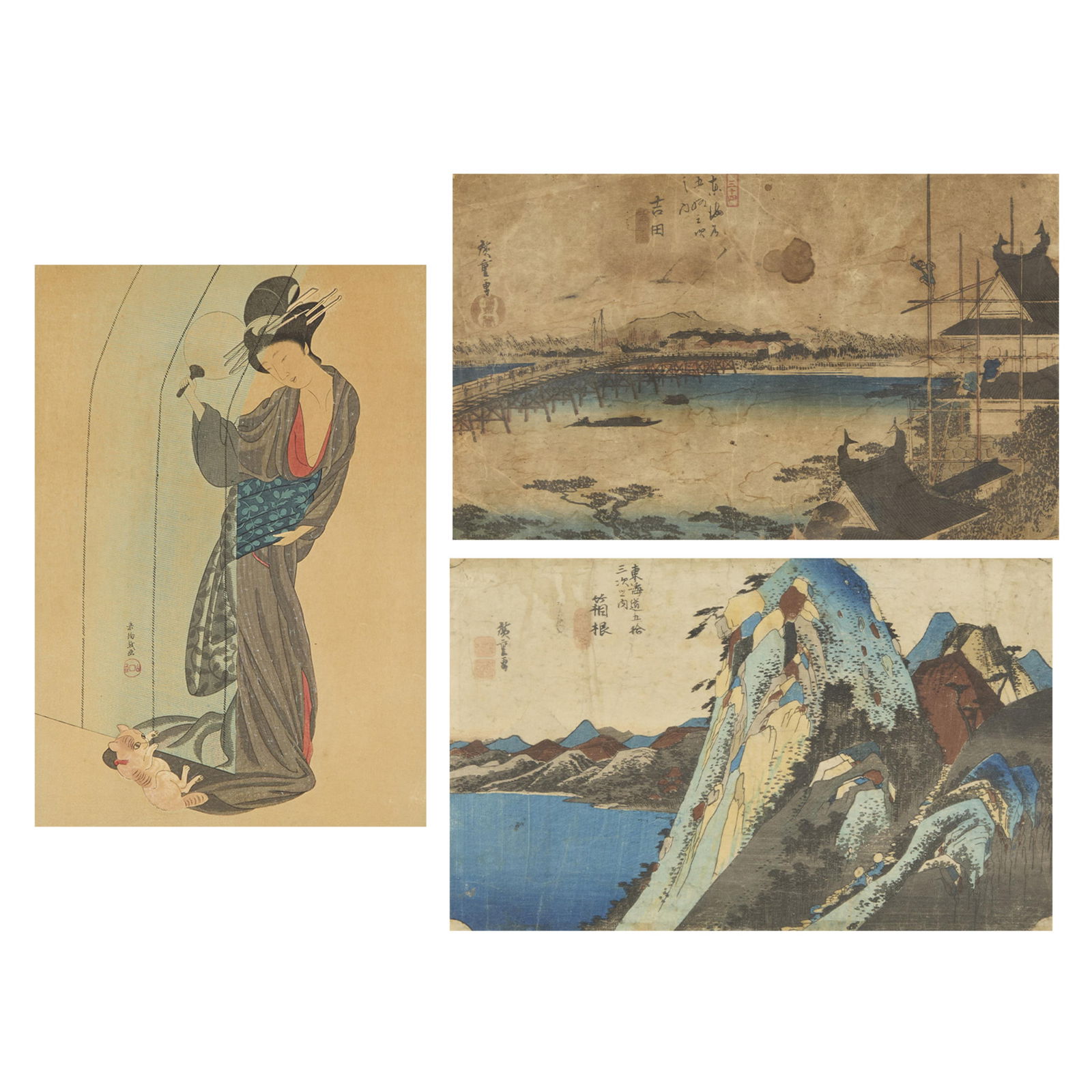 3 Japanese Woodblock Prints - Hiroshige & Soken (1 of 18)