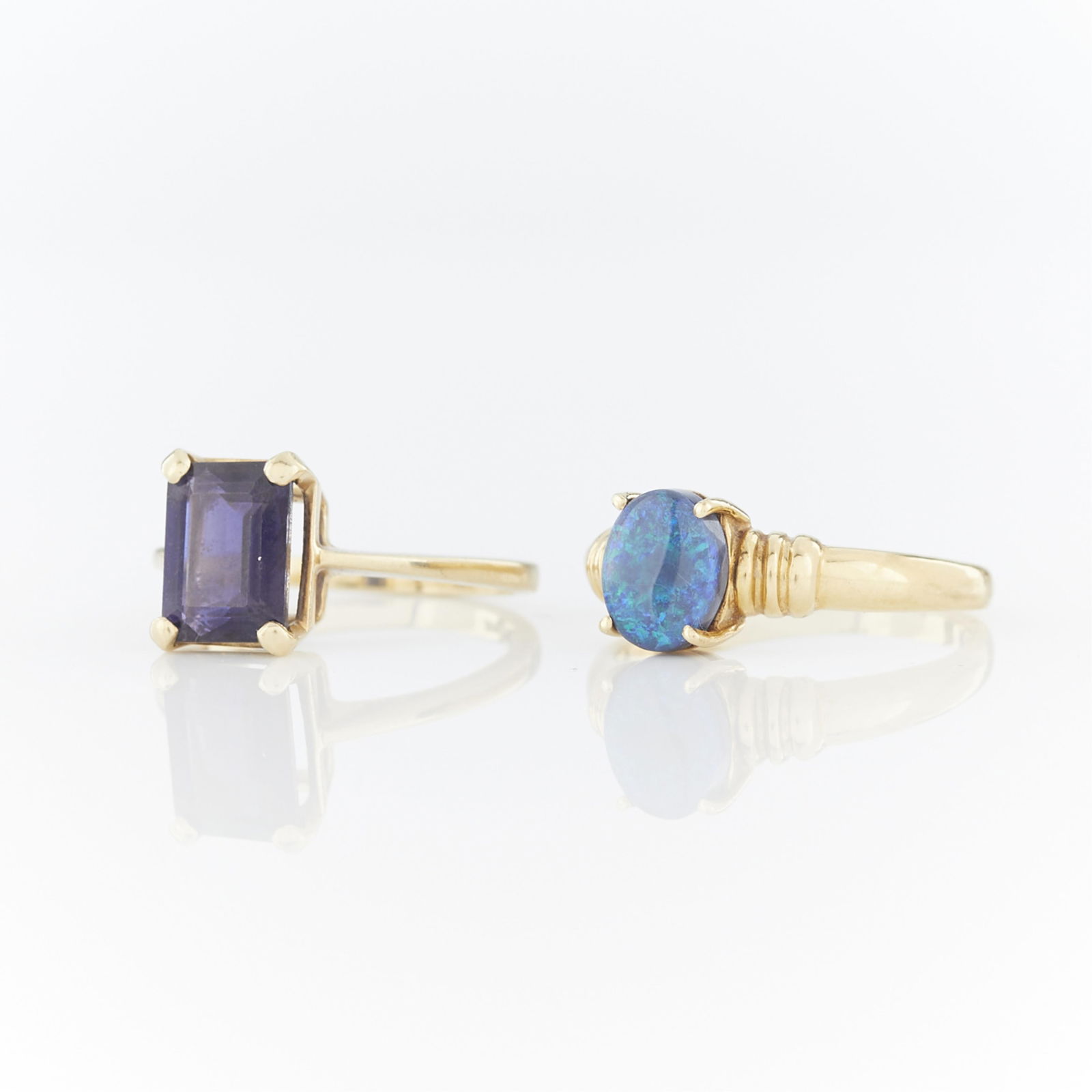 Two Yellow Gold Rings with Iolite & Opal (1 of 9)