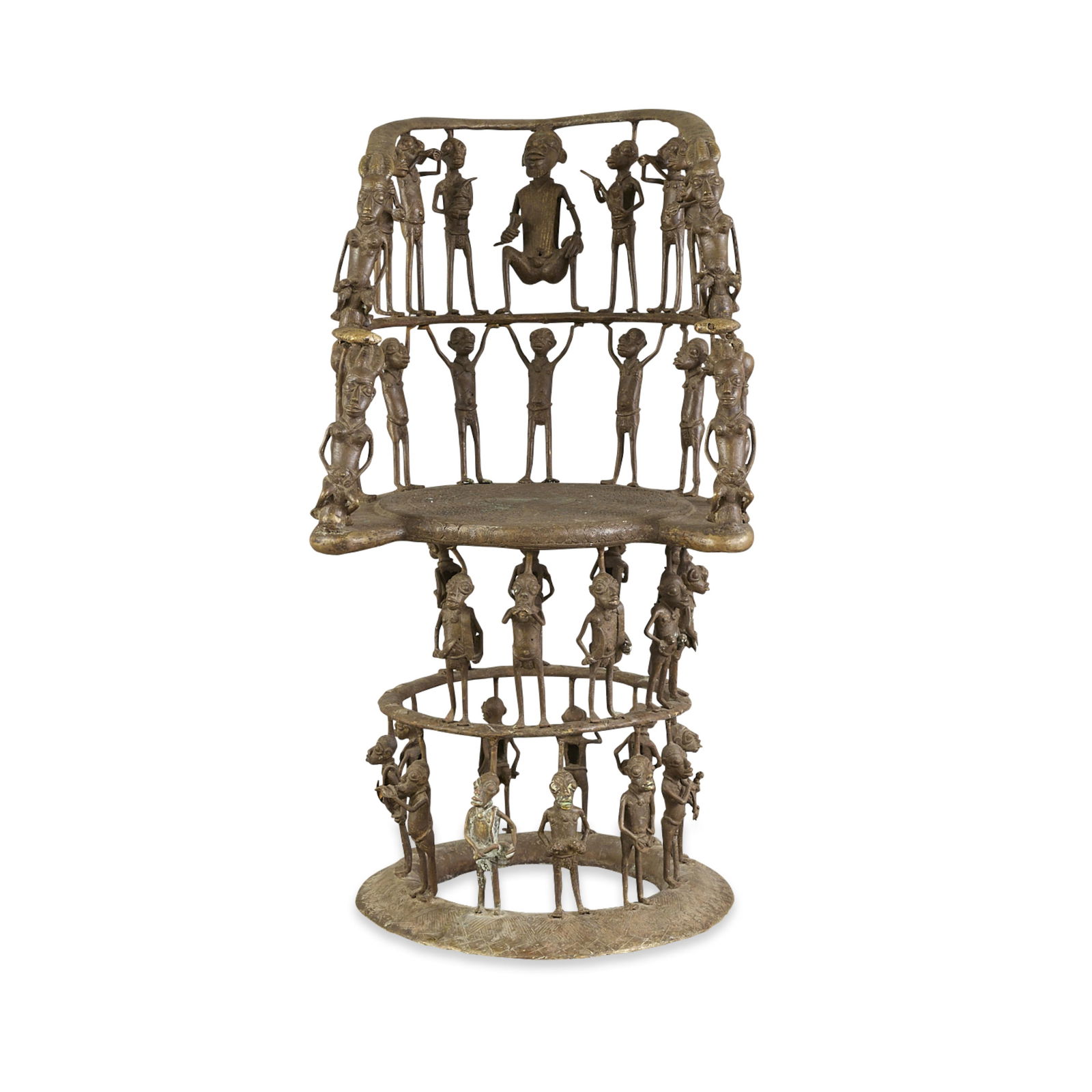 20th c. Benin Bronze Figural Chair (1 of 17)