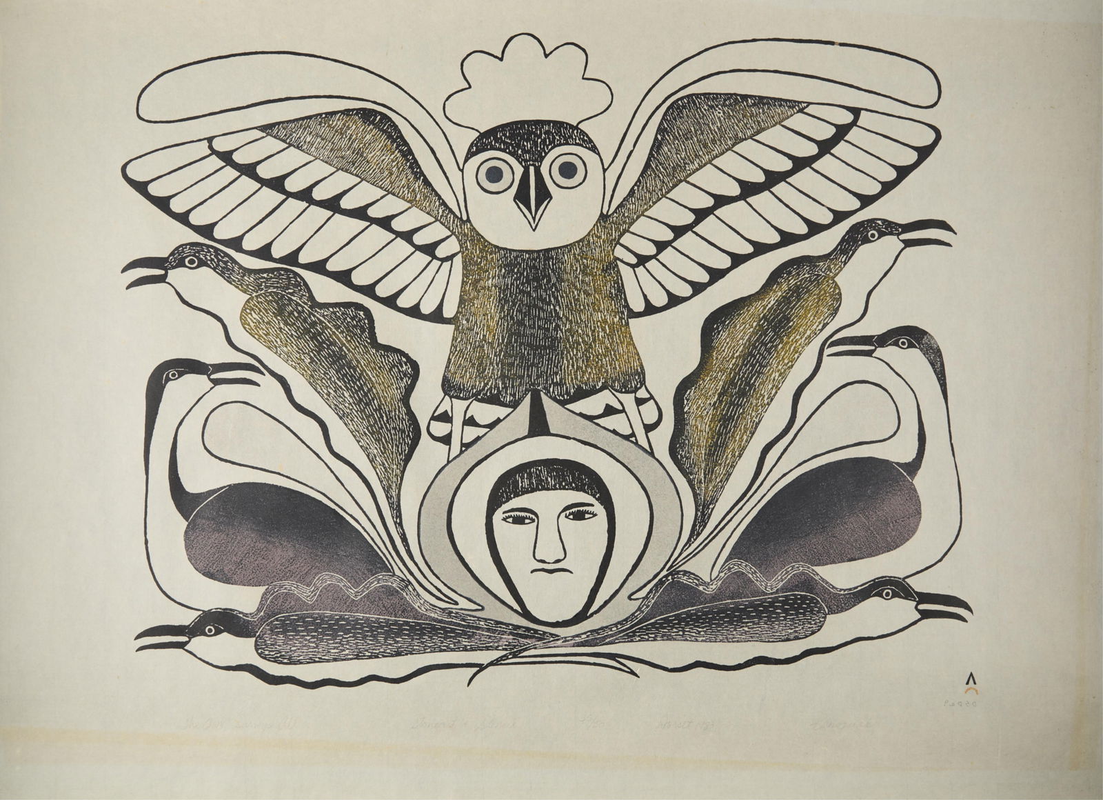 Kenojuak Ashevak "The Owl Surveys All" Print 1983 (1 of 7)