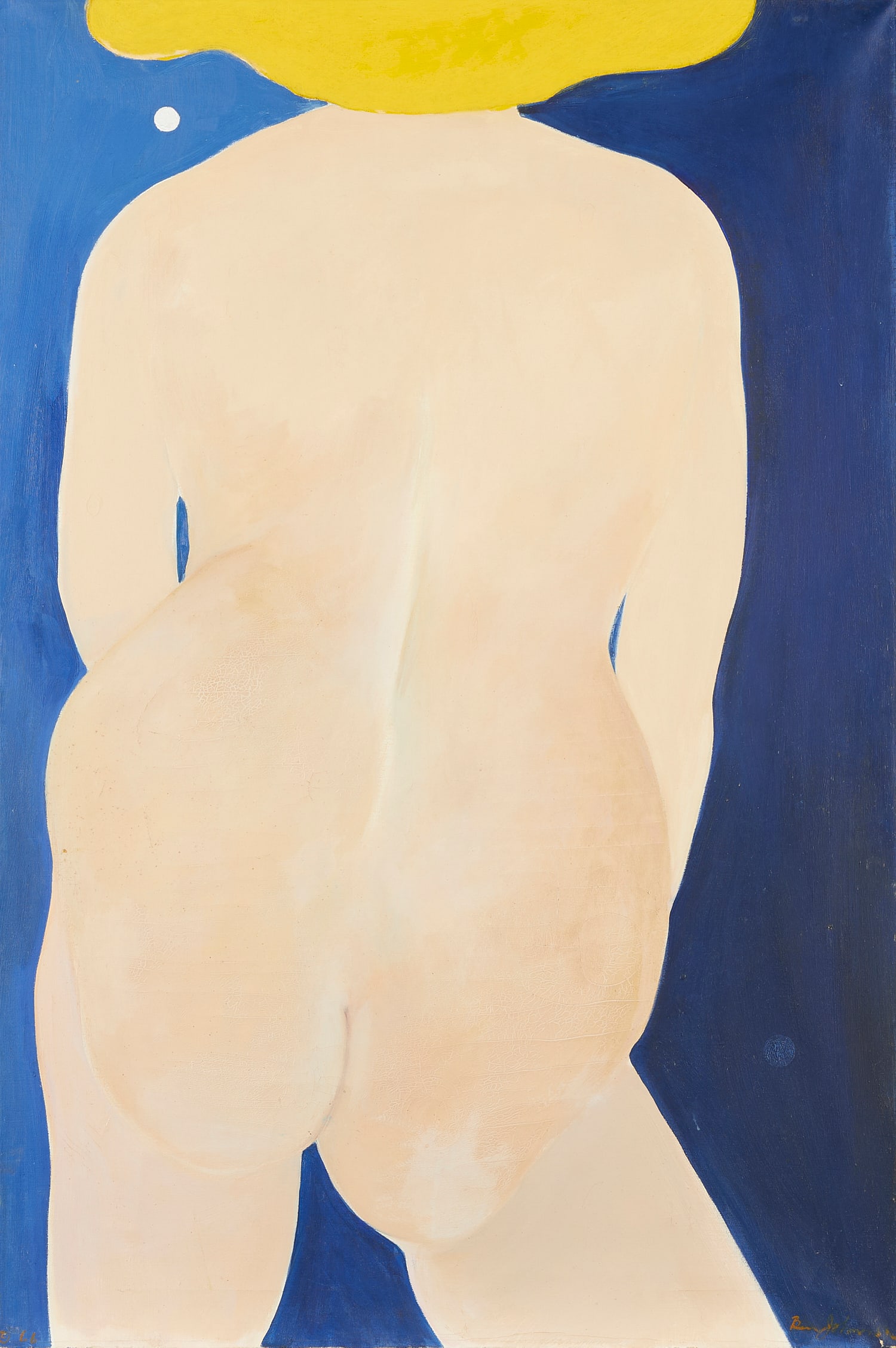 Ben Johnson "My Point of View" Painting: Ben Johnson (American, 1902-1967). Oil on canvas painting titled "My Point of View" depicting a nude woman from behind, 1966. Signed along the lower right; dated along the lower left. The re