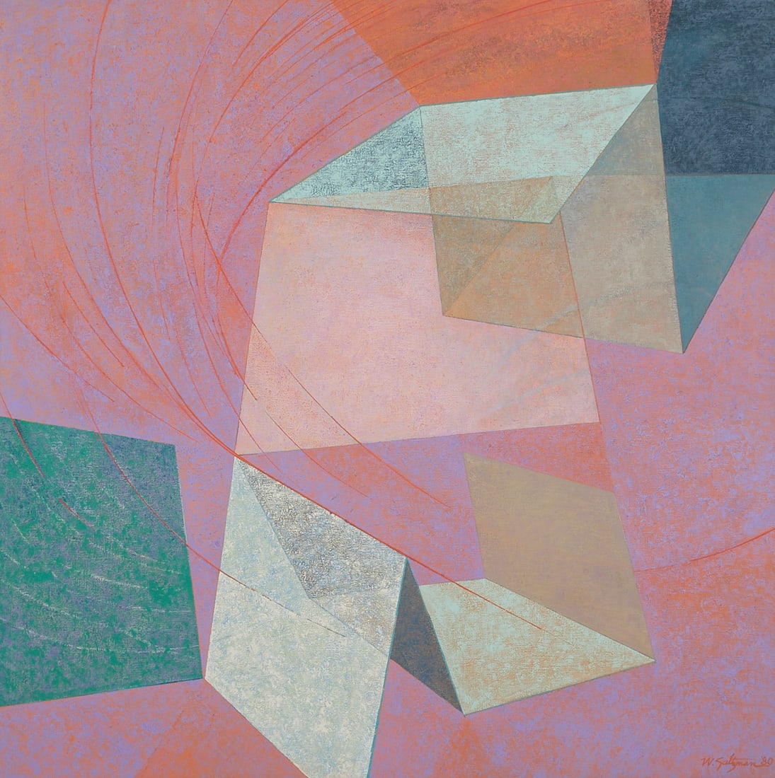 William Saltzman "Lavender Mist" Abstract Painting (1 of 7)