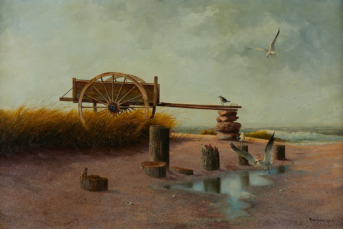 Wayne Cooper Wagon Beach Landscape Oil Painting (1 of 7)