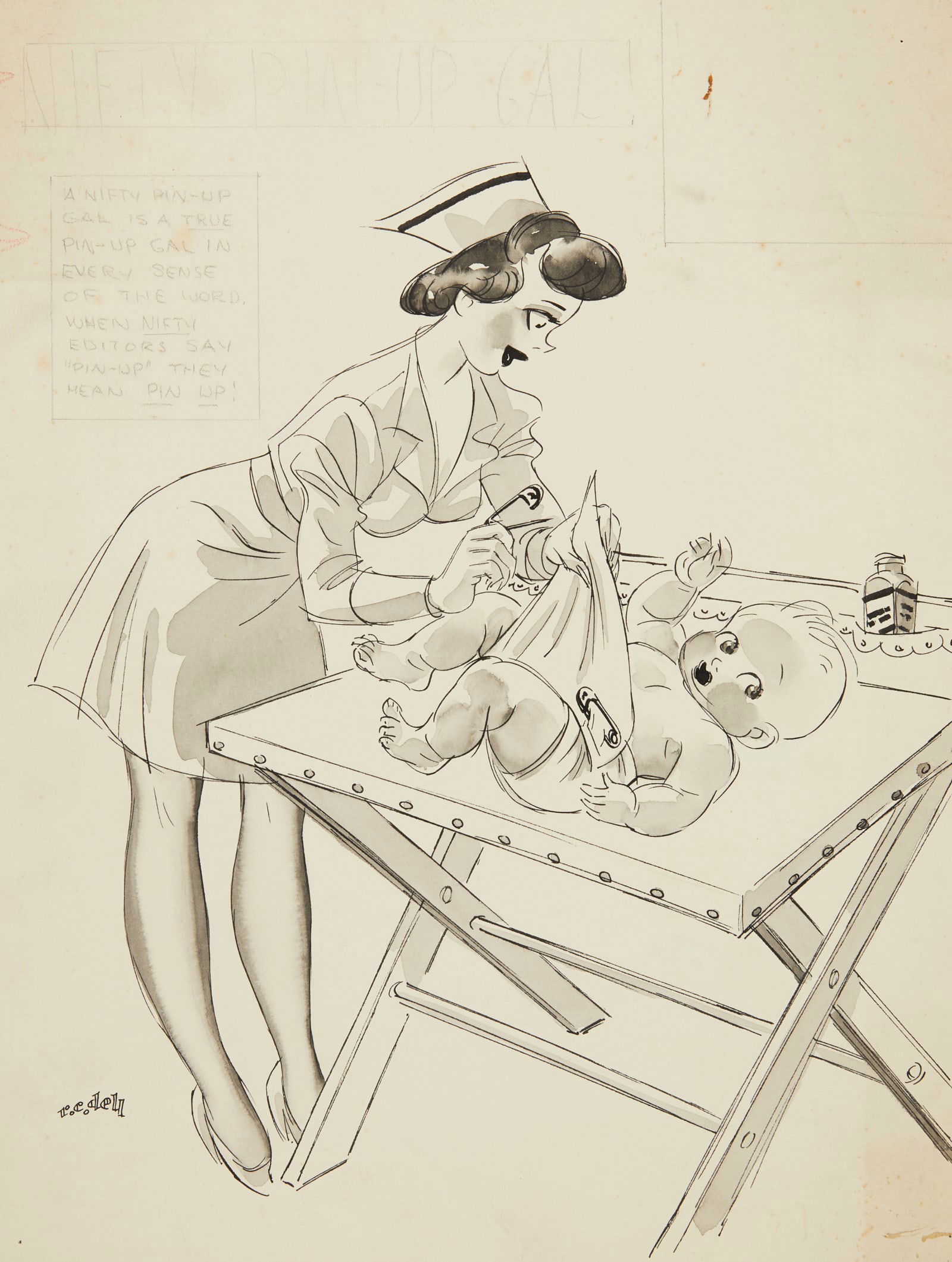 Robert C. Dell Pin-up Nurse Drawing (1 of 8)