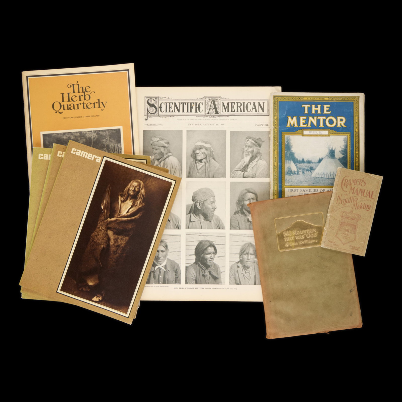 Group of 8 Edward Curtis Periodicals: Group of eight periodicals and journals containing reproductions of or related to Edward Curtis (American, 1868-1952). Including: Three copies of "Camera" printed in December 1973. One "