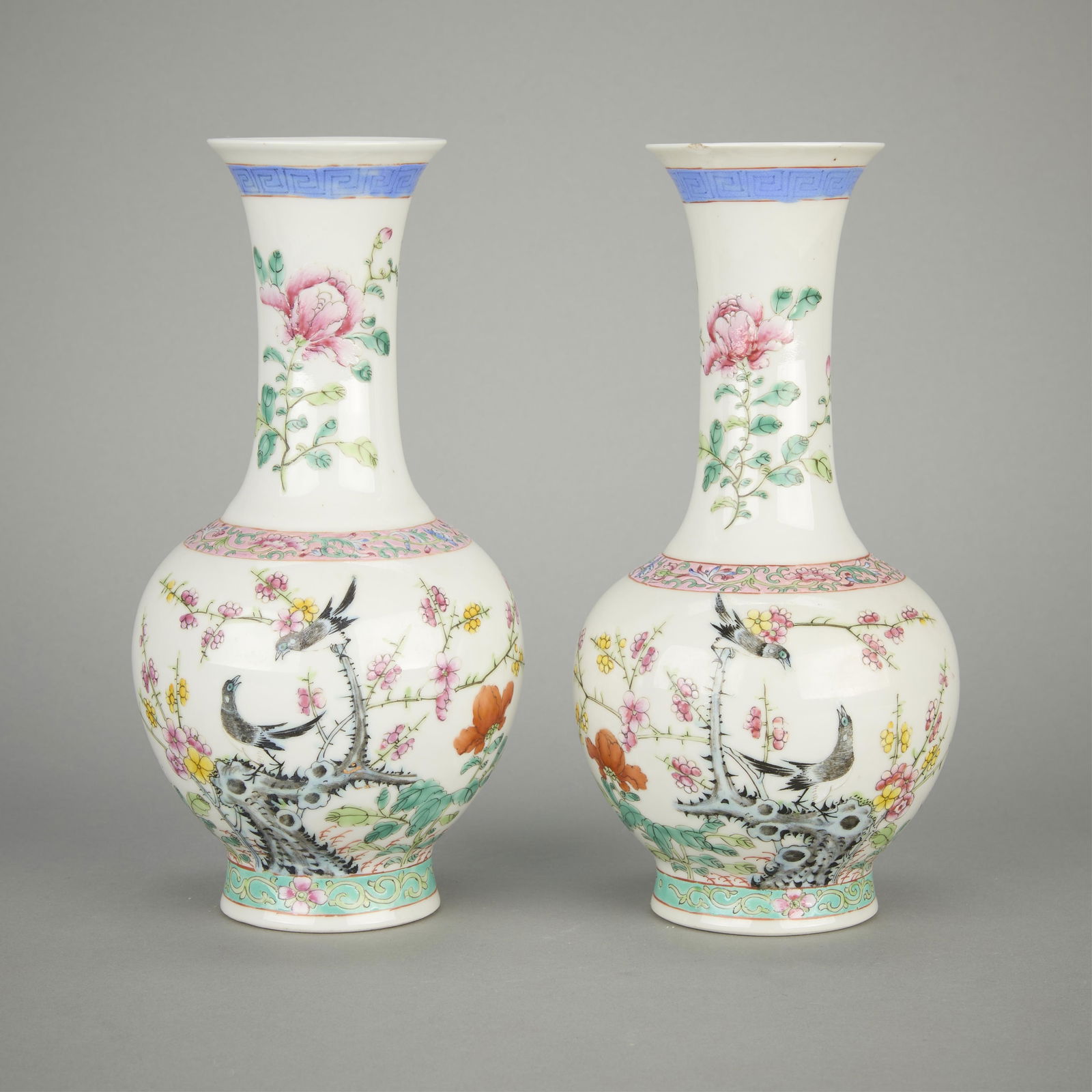 Pair Chinese PRC Famille Rose Porcelain Bud Vases (1 of 12)