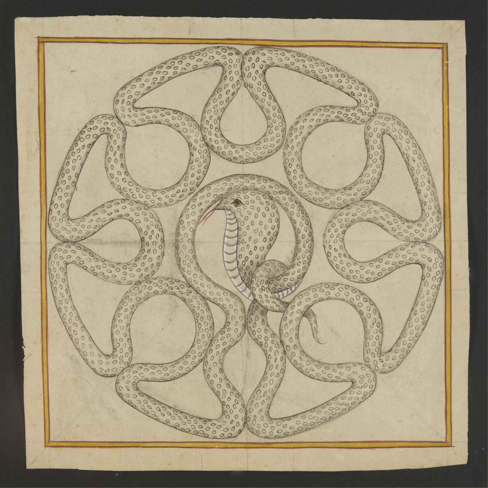 20th c. Indian Gujarati Snake Kundalini Drawing (1 of 5)