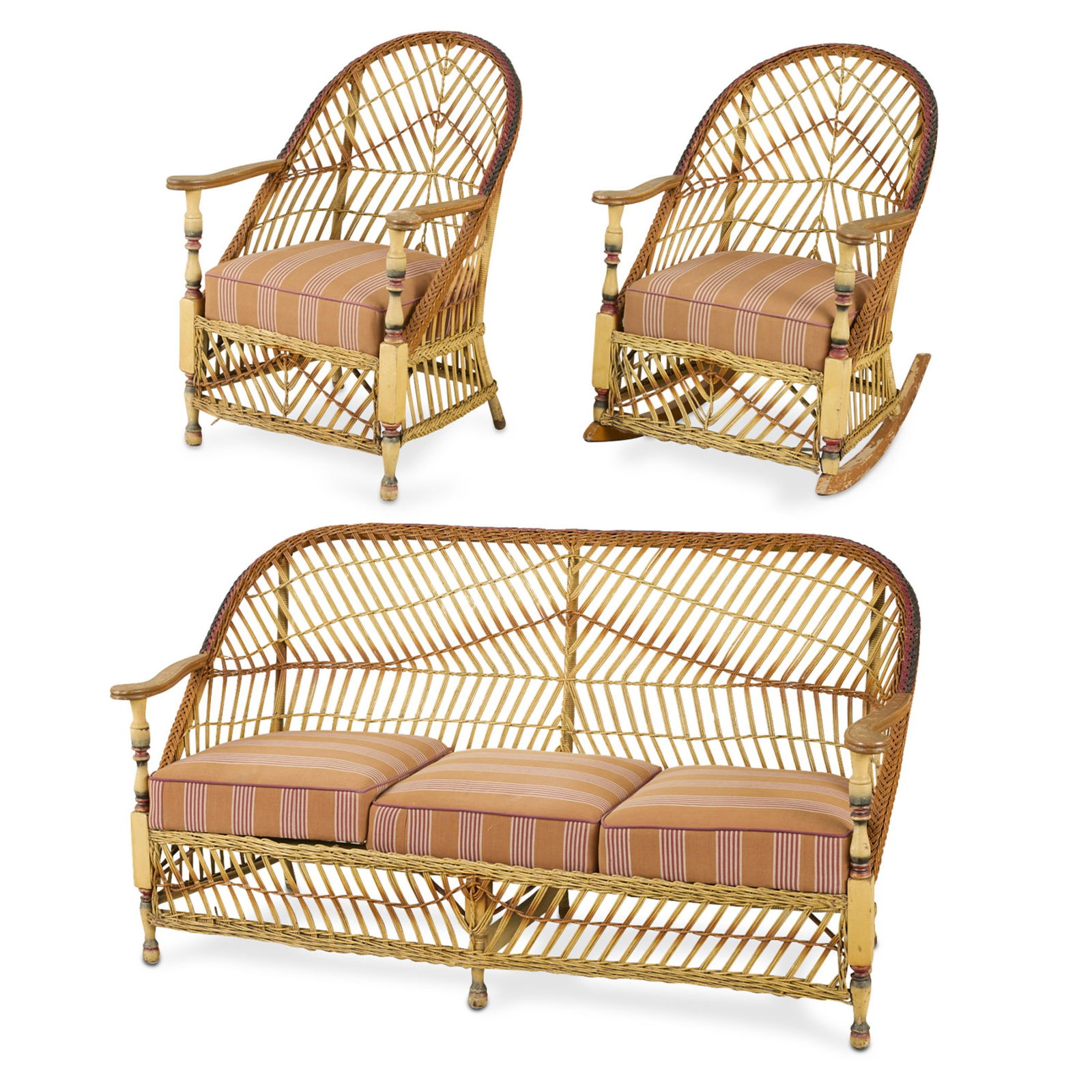 Set 3 20th c. Wicker Cushioned Furniture Set (1 of 20)