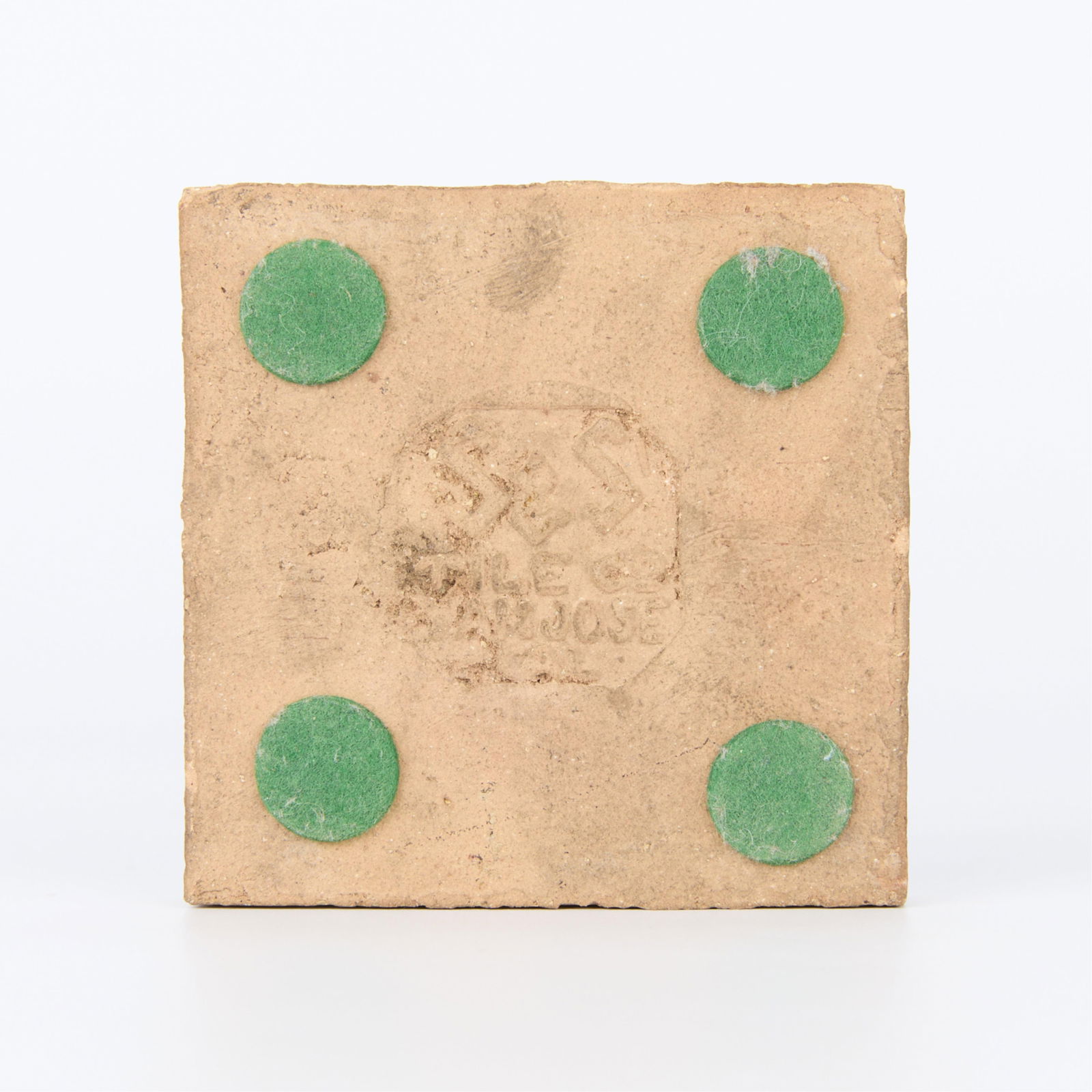 Solon & Schemmel (S&S) Ceramic Giraffe Tile: Solon & Schemmel Tile Co., San Jose, California. American Arts & Crafts ceramic pottery tile depicting a giraffe. Impressed maker's mark along the underside.Height: 4 in x width: 4 in x depth: 1/2 in.