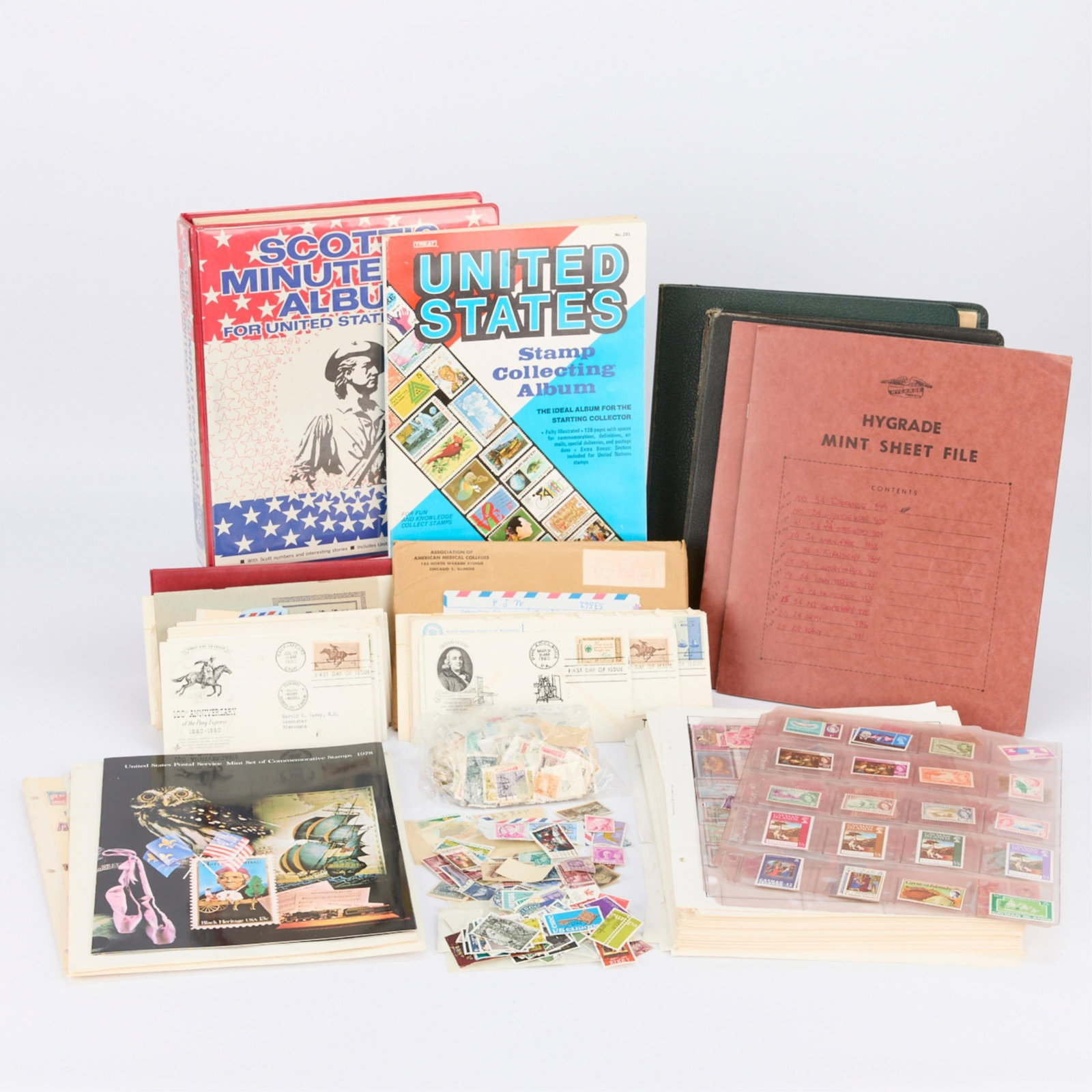 Large 19th-20th c. Philately Stamp Collection: Large vintage philately group or collection of American and international stamps, 19th-20th century. This lot includes a variety of loose stamps from various regions around the globe, sheets of unpost