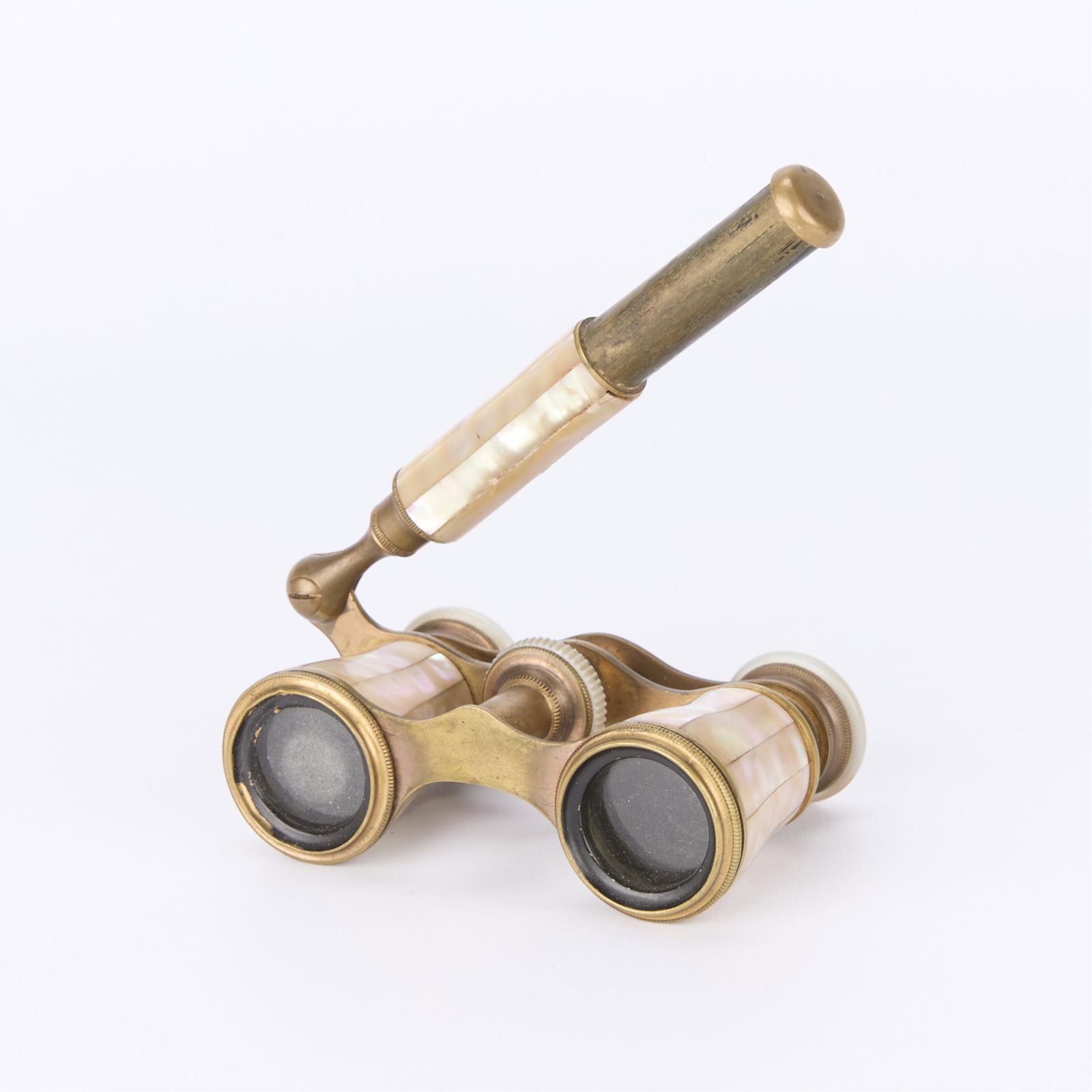 Late 19th c. Mother-of-Pearl Inlaid Opera Glasses: Miriam, Paris, France. French mother-of-pearl inlaid opera glasses, ca. 1890. Marked along the left lens "Miriam" and "Paris."(Closed) height: 2 in x width: 5 1/4 in x depth: 2 1/2