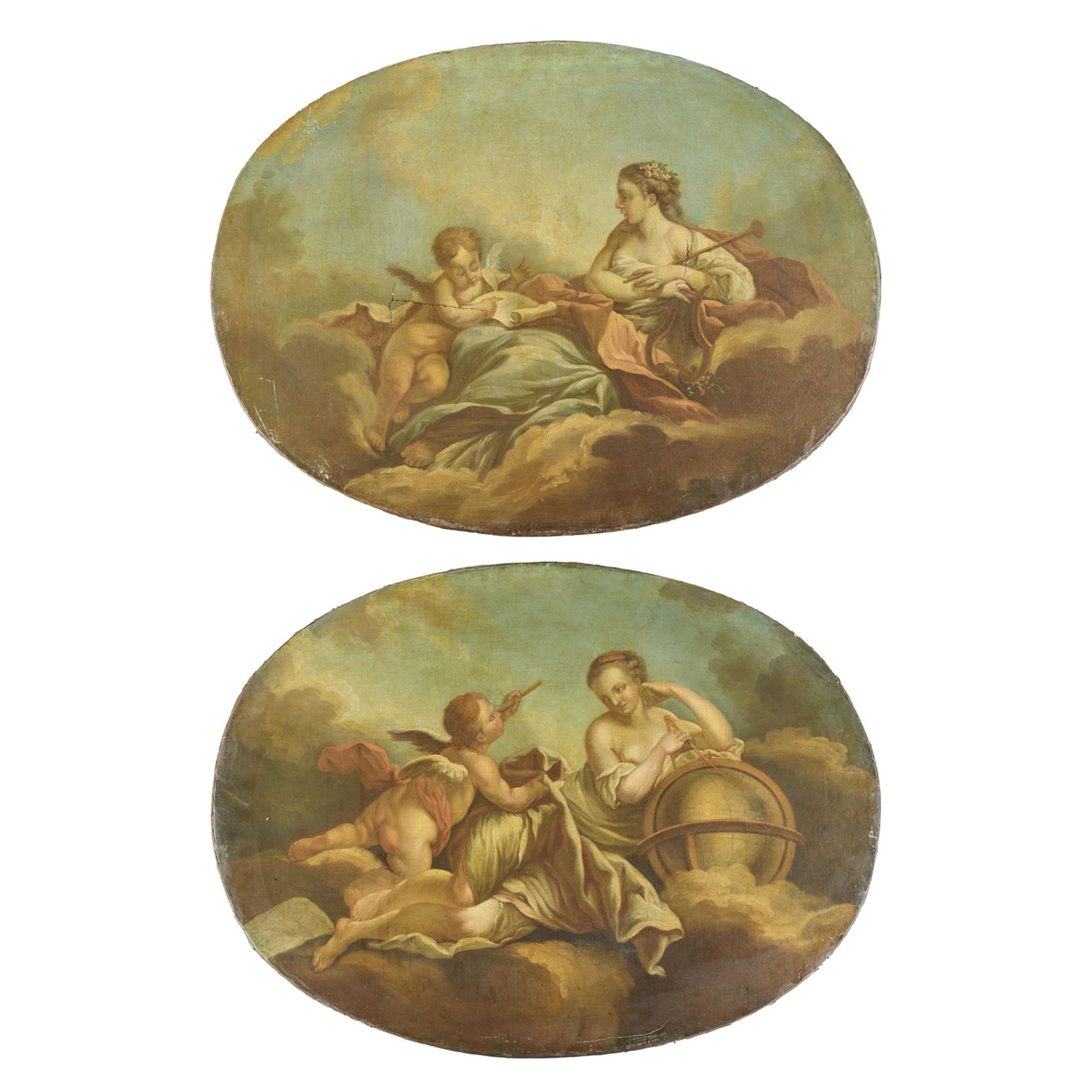 2 Style of Francois Boucher Oval Paintings (1 of 14)