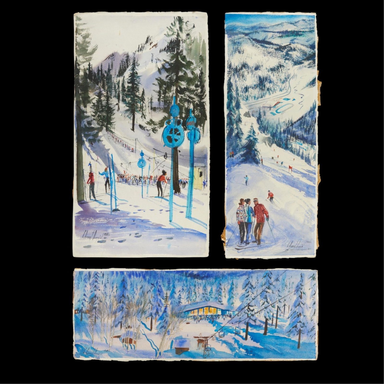 3 C. Robert Perrin Skiing Paintings (1 of 10)