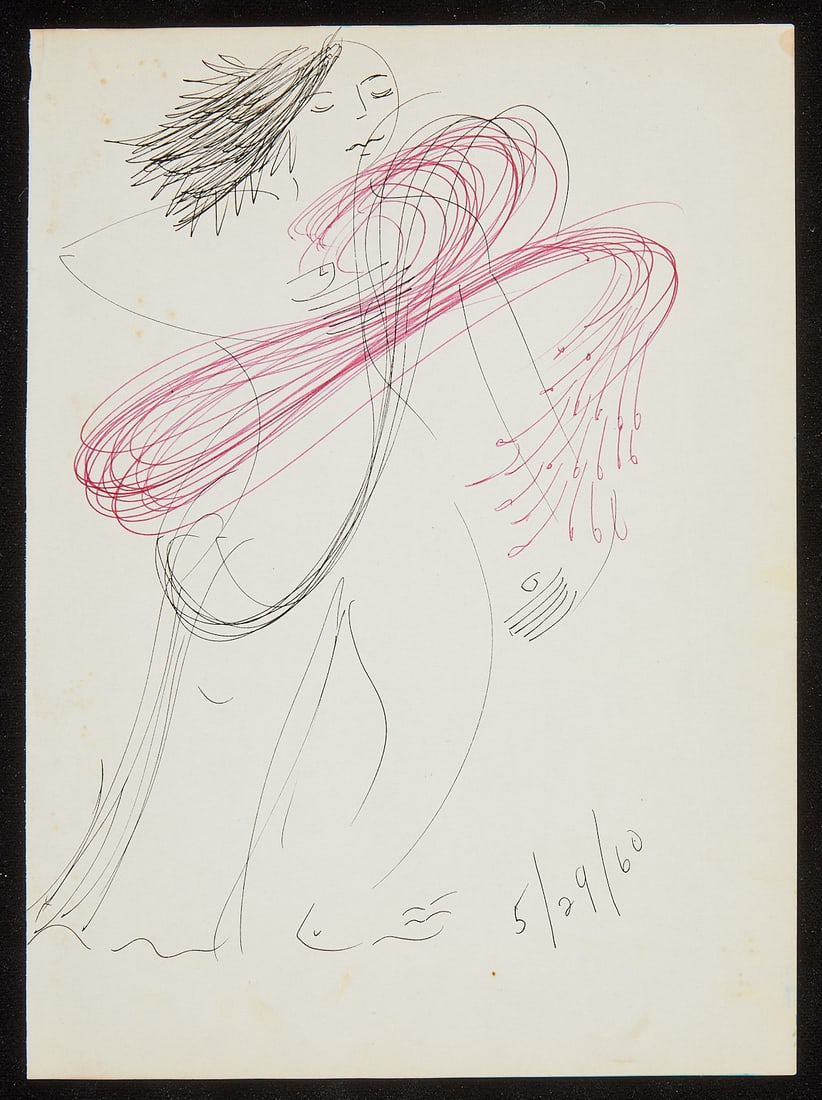 Irene Pereira Ink Figural Drawing 1960 (1 of 3)