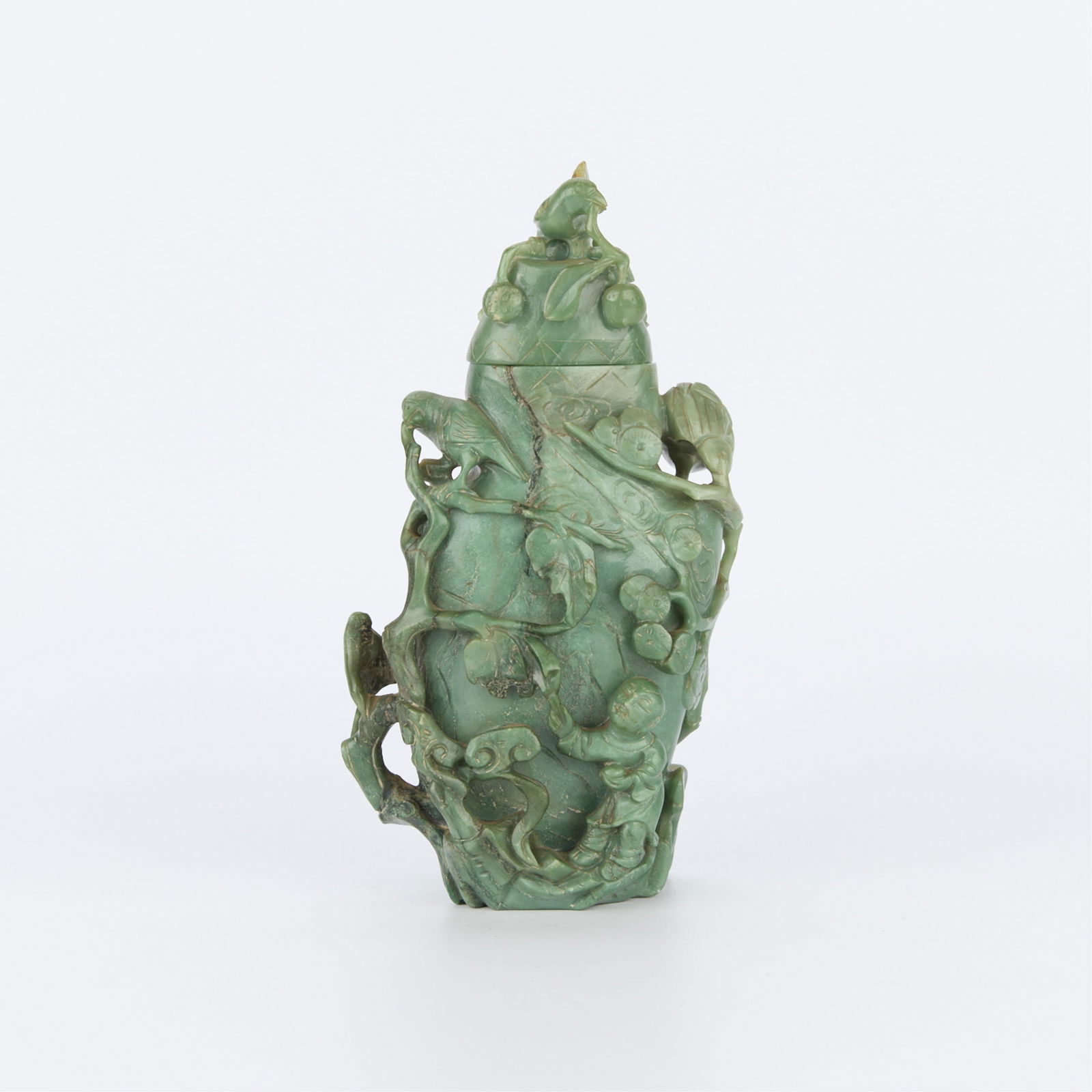 Chinese Carved Jade Lidded Urn Vase (1 of 6)