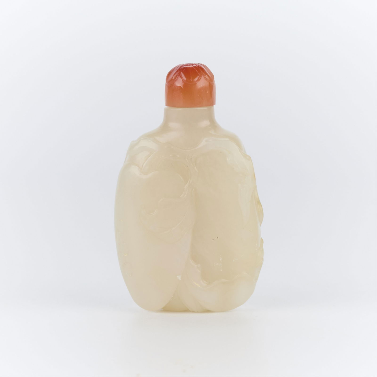 18th c. Chinese Carved White Jade Snuff Bottle (1 of 5)