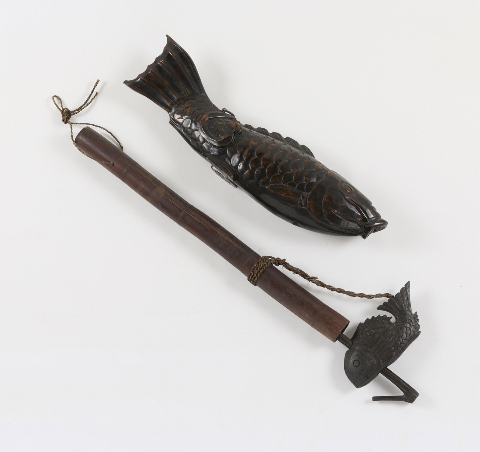 2 Japanese Carved Wooden Jizaikagi Fish Pot Hooks (1 of 3)