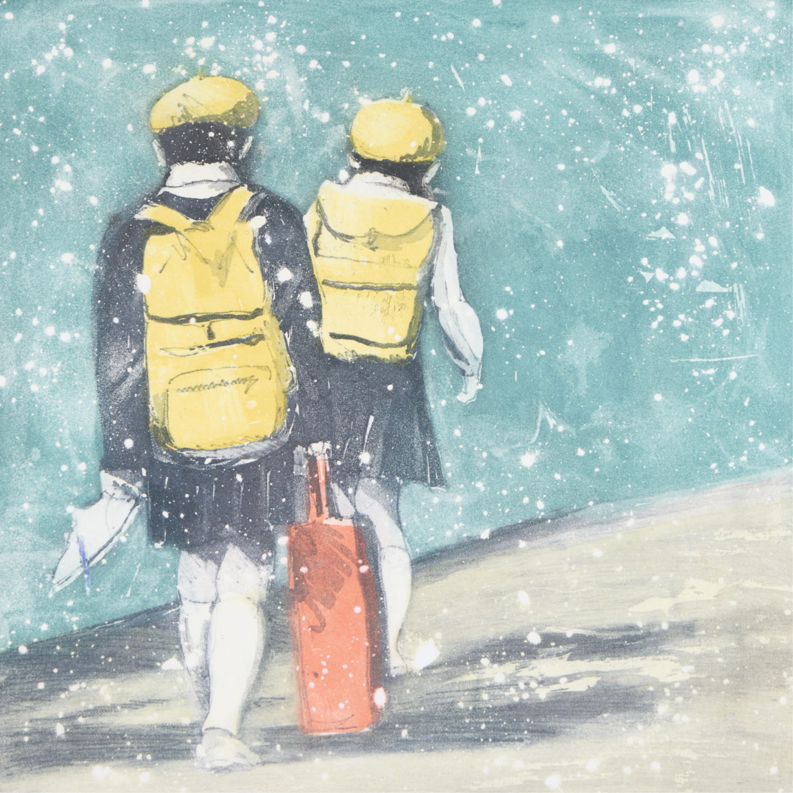 Sarah Brayer "School Girls" Kyoto Aquatint 1986 (1 of 5)
