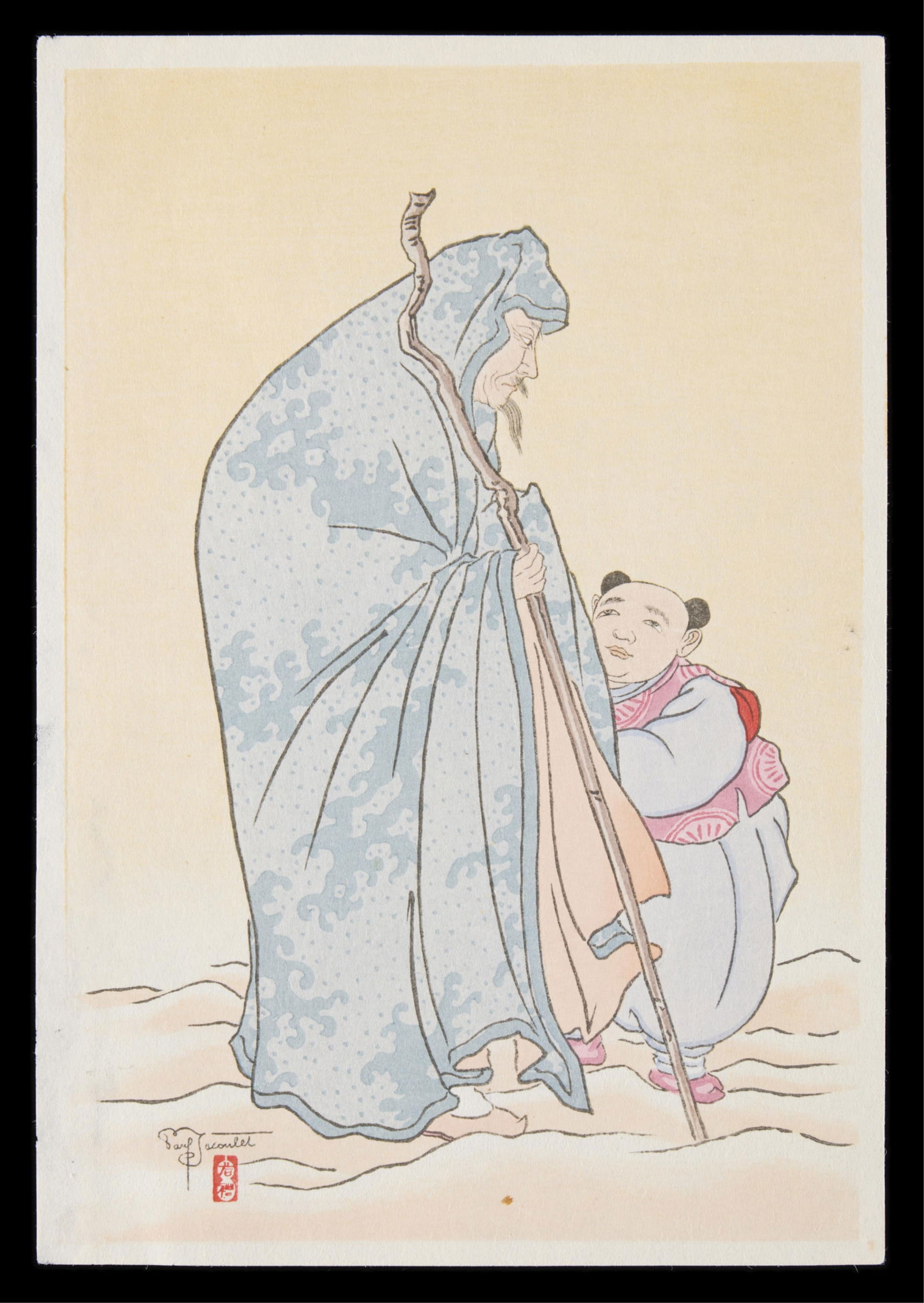 Paul Jacoulet "The Chinese Poet" Surimono Print (1 of 4)