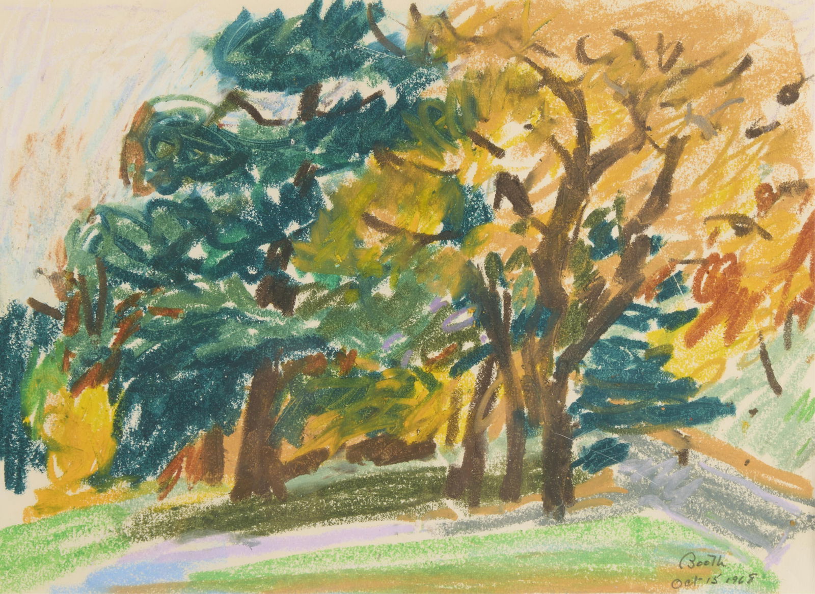 Cameron Booth Autumnal Trees Drawing 1968
