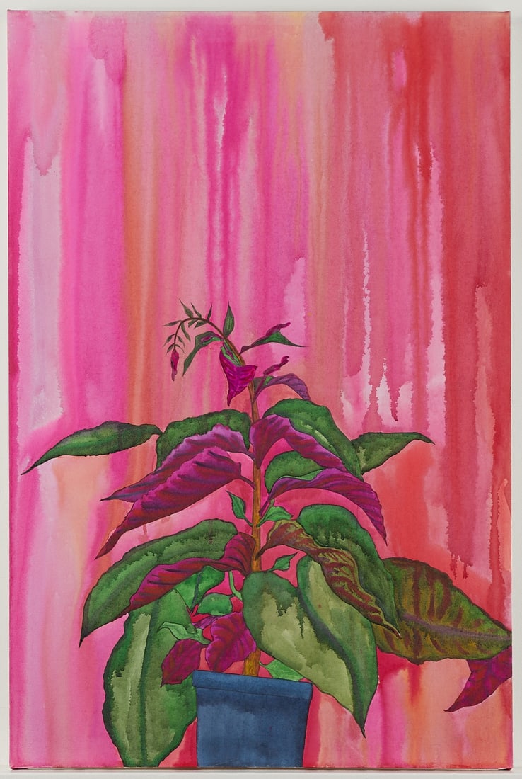 Ed Baynard "Spring Plant" Watercolor On Canvas (1 of 6)