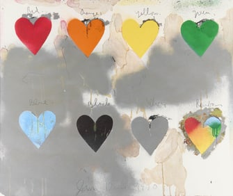 Jim Dine Print "8 Hearts" Lithograph 1970