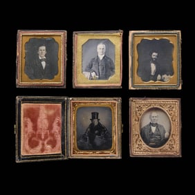 5 Daguerreotypes or Tintype Portrait Photos of Men