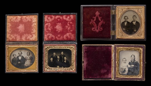 4 Daguerreotypes or Tintype Family Portrait Photos