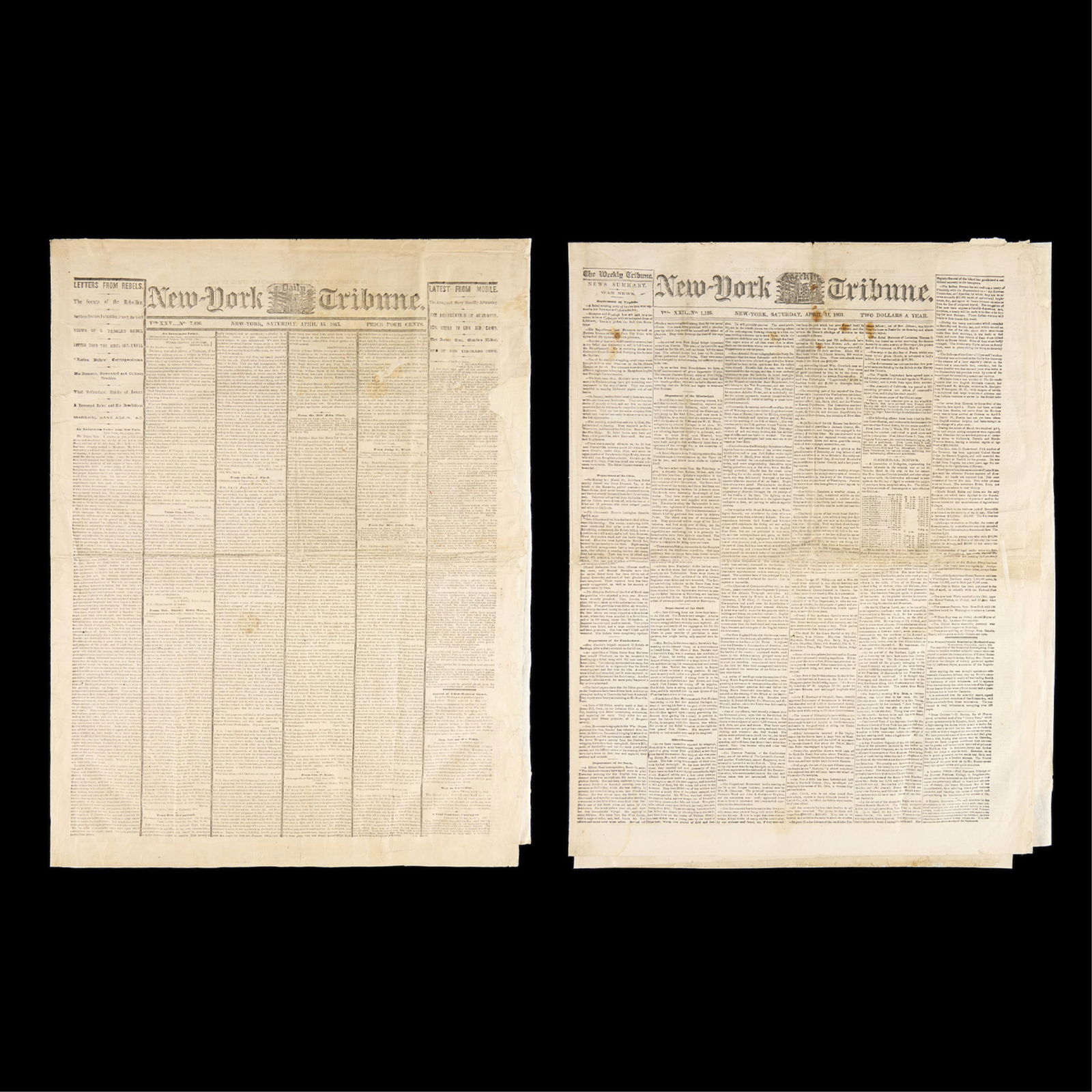 2 NY Tribune Civil War & Lincoln Assassination Day (1 of 5)