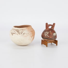 Grp 2 Zuni & Nazca Ceramic Pueblo Pottery Vessels