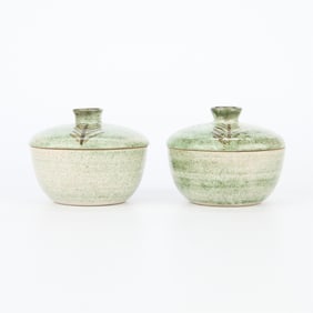 2 Vivika Heino Studio Ceramic Lidded Bowls