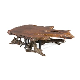 Large Mid-20th c. Live Edge Wooden Coffee Table