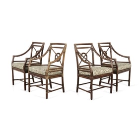 4 McGuire Furniture Mid-Century Rattan Arm Chairs