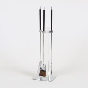 Set 3 Albrizzi MCM Lucite & Chrome Fireplace Tools