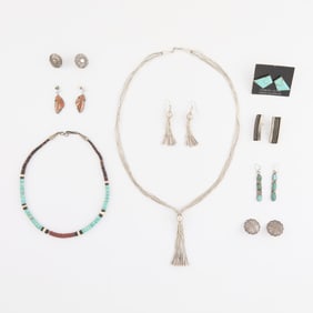 Grp 9 Pcs Tom Hawk & Other Southwest Jewelry