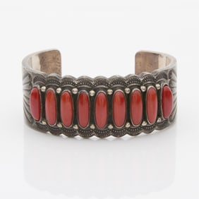 Ernest Roy Begay Sterling & Coral Cuff
