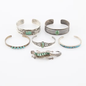 Group 5 Pcs Sterling & Other Southwest Jewelry