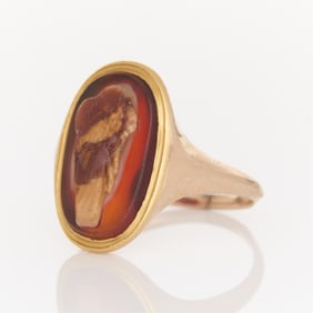 14k Yellow Gold Agate Cameo