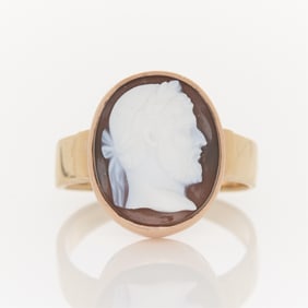 14k Yellow Gold Men's Cameo Ring