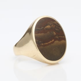 14k Yellow Gold Agate Ring