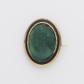14k Yellow Gold Victorian Era Mourning Cameo