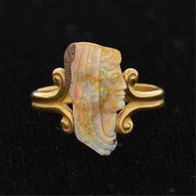 14k Yellow Gold Wilhelm Schmidt Opal Cameo Ring