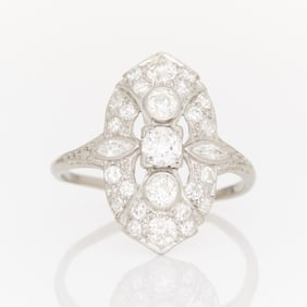 Art Deco Platinum & Diamond Ring - 2.25 ctw