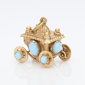 Italian 18k Yellow Gold Coach Charm