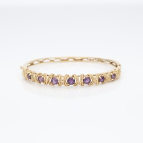 14k Yellow Gold & Amethyst Bangle