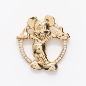 14k Yellow Gold Disney Mickey Brooch
