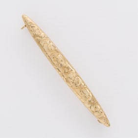 14k Yellow Gold Floral Bar Pin