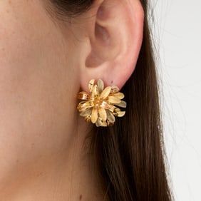 18k Tricolor Gold Floral Earrings
