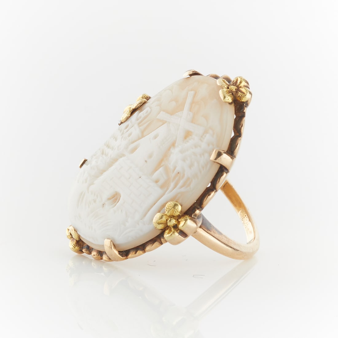 10k Yellow Gold Ring Set w/ Windmill Cameo (1 of 9)